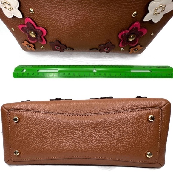 Coach Lillie Flower Floral Appliqué Rivet Brown Leather Crossbody Bag 2849 NWT - Picture 7 of 13